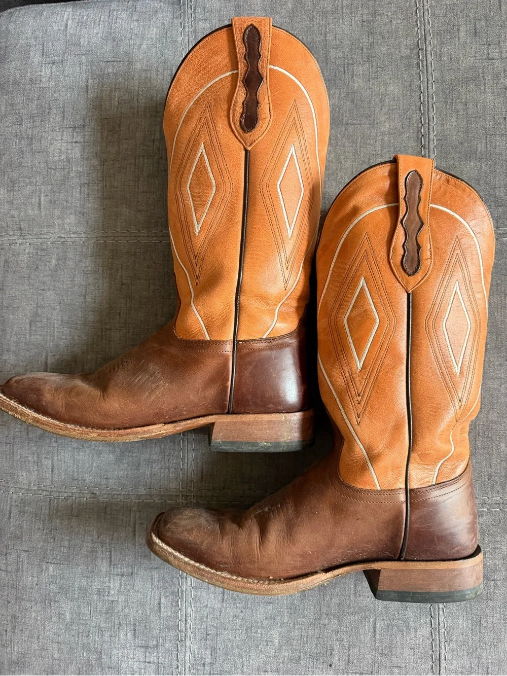 Tony Lama Brown and Tan Leather Western Cowboy Boots